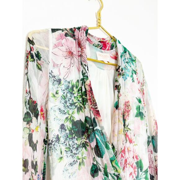 Rococo Sand Isa Wrap Dress Size XS Silk Floral Long Sleeve Mini Bohemian Resort - Picture 7 of 14